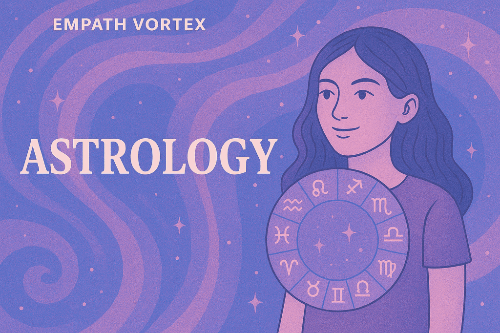 Astrology Image with Pink, Blue, Purple Theme on Empath Vortex Website
